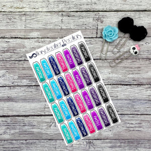 Mini Day of the Week Cover Planner Stickers 1.2"