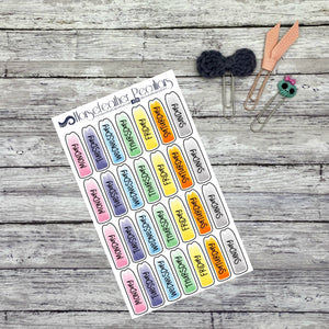 Mini Day of the Week Cover Planner Stickers 1.2"