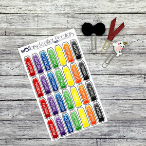 Mini Day of the Week Cover Planner Stickers 1.2"