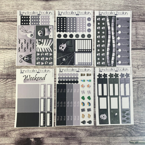 Black & White Halloween Weekly Sticker Kit