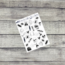 Load image into Gallery viewer, Black &amp; White Halloween Weekly Sticker Kit