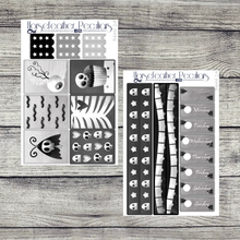 Load image into Gallery viewer, Black &amp; White Halloween Weekly Sticker Kit
