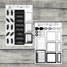 Load image into Gallery viewer, Black &amp; White Halloween Weekly Sticker Kit