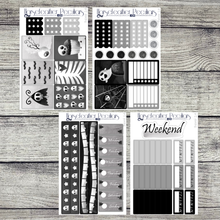 Load image into Gallery viewer, Black &amp; White Halloween Weekly Sticker Kit