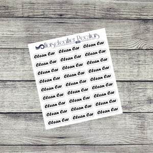 Clean Car Script Planner Stickers