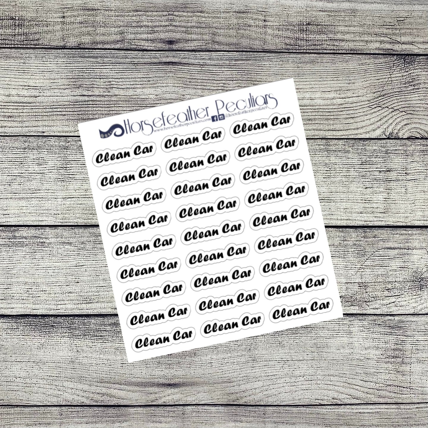 Clean Car Script Planner Stickers