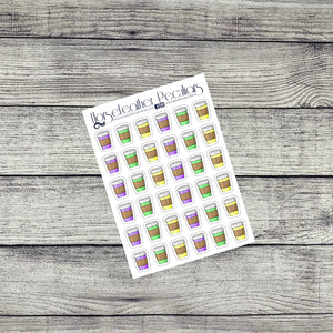 Mardi Gras Coffee Cups Deco Planner Stickers