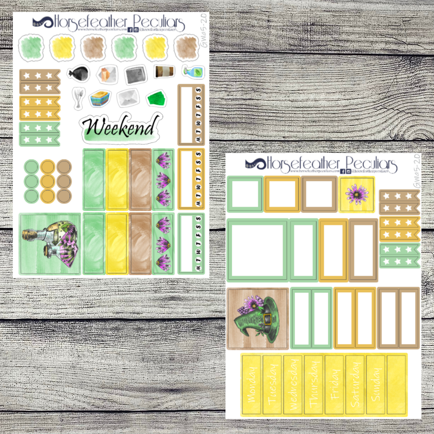 Green Witch a5 Weekly Sticker Kit