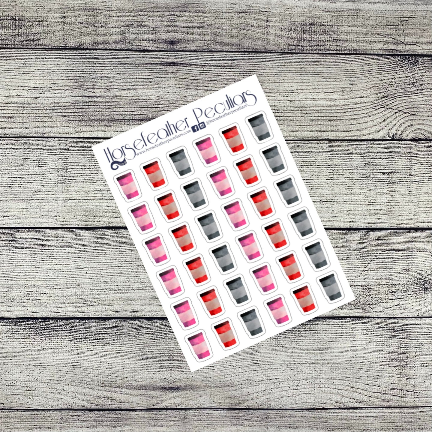 Valentines Watercolor Coffee Cups Deco Planner Stickers