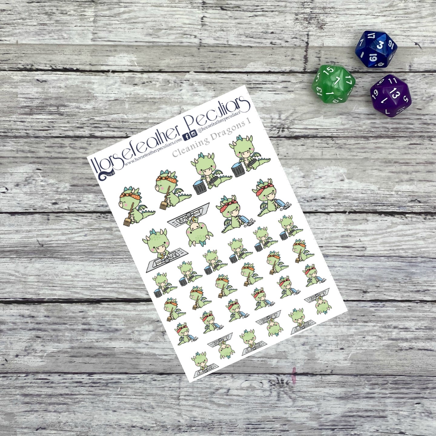 Cleaning Dragons Planner Stickers