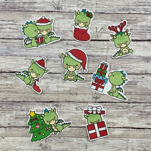 Christmas Dragon Die Cut Planner Stickers