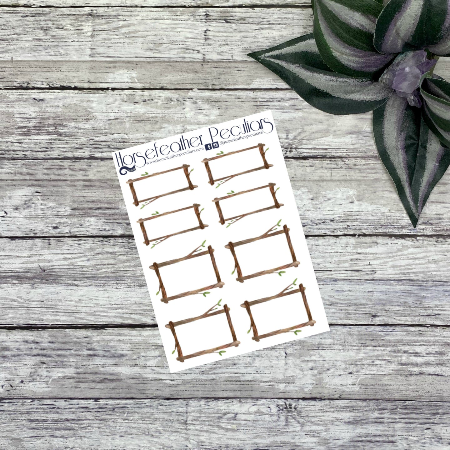 Wooden Border Quarter and Half Boxes Planner Stickers