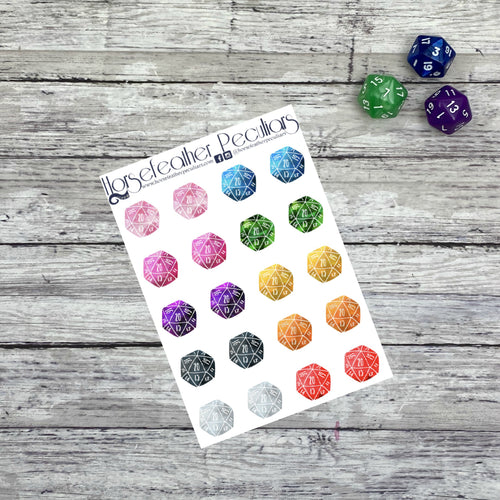 D20 Watercolor Planner Stickers