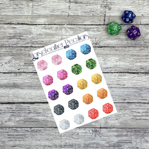 D20 Watercolor Planner Stickers